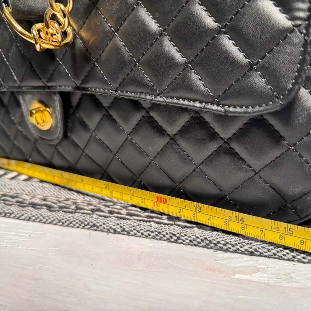 Black Quilted Dog Bag/Carrier with Gold Hardware! New!